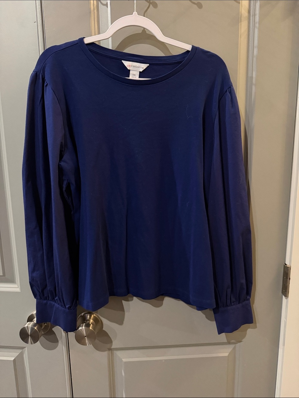 LOFT Deep Navy Long-Sleeve Puff Cuff Top